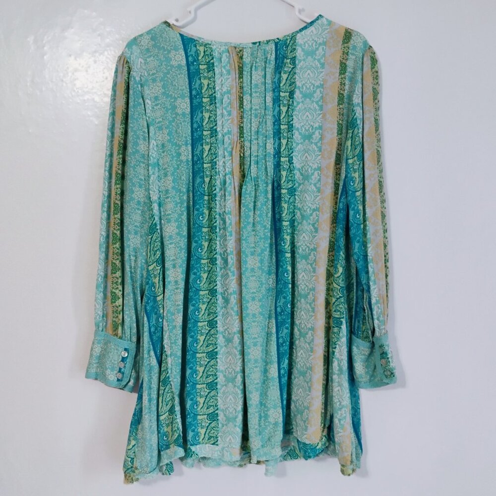 Simply Noelle Boho Paisley Tunic Top L/XL Teal Green - Picture 5 of 5